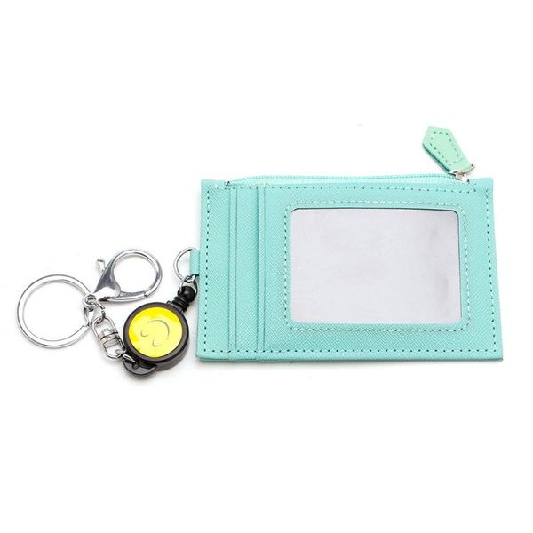 

card holders business credit id badge holder coin purse retractable reel keychain gift 066f, Brown;gray