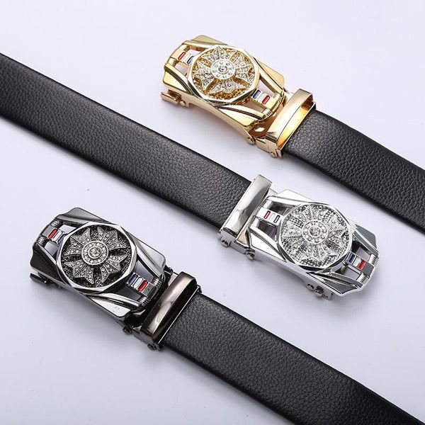 

belts man strap cinturones hombre arrival designer genuine leather men automatic buckle belt, Black;brown