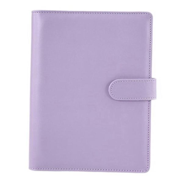 

leather ring binder refillable notebook spiral journal travel writing with inner pages notepads, Purple;pink