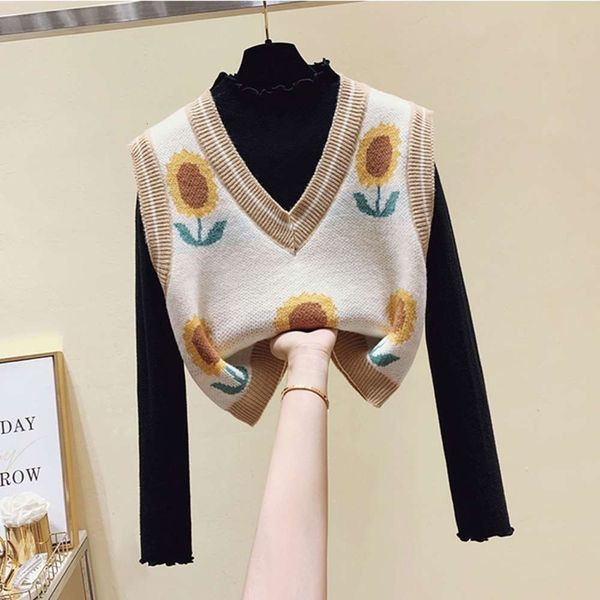 

women's sweaters sweaterssweater vest knitted autumn and winter women with short korean students' sleeveless jacket tv0v, White;black