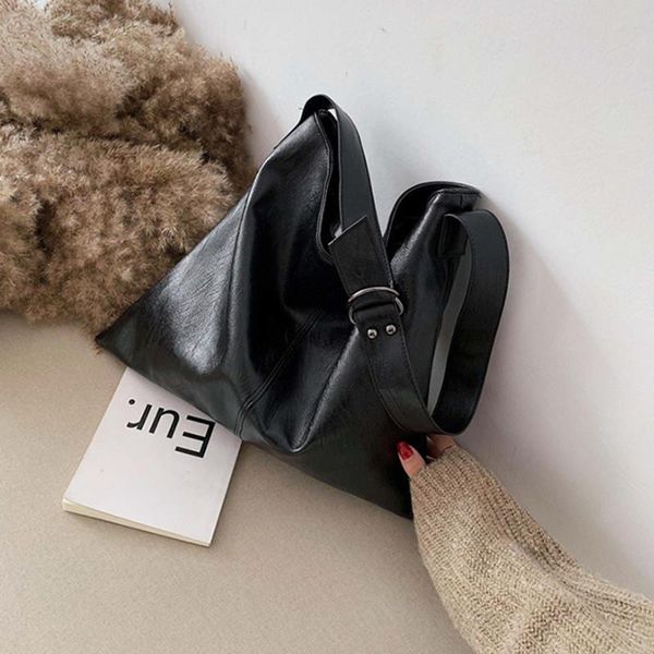 

evening bags black white women's pu leather shoulder soft female handbag large capacity simple fashion shopping bag