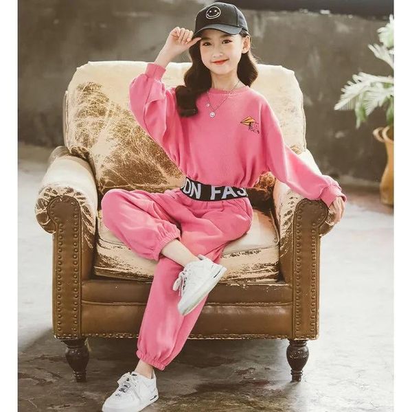 

girls clothes 2021 autumn spring long sleeve shirts +loose pants suits kids teen children clothing sets 8 9 10 12 years, White