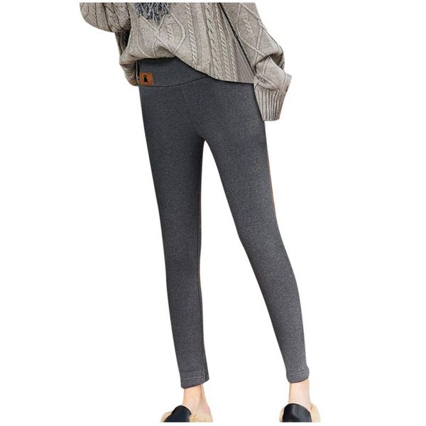 

women's leggings fashion casual women printed span ladies high waist keep thick and velvet black gray in winter warm long pants