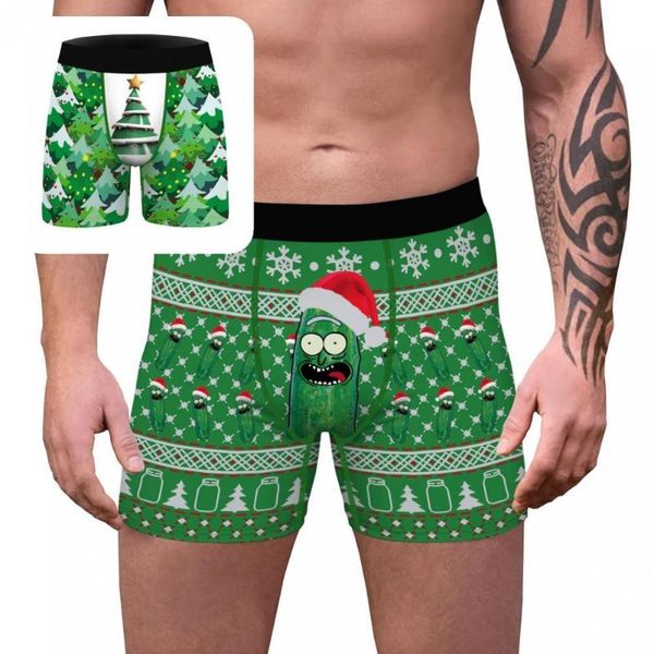 

underpants aseptic breathable pouch creative christmas boxers for party, Black;white