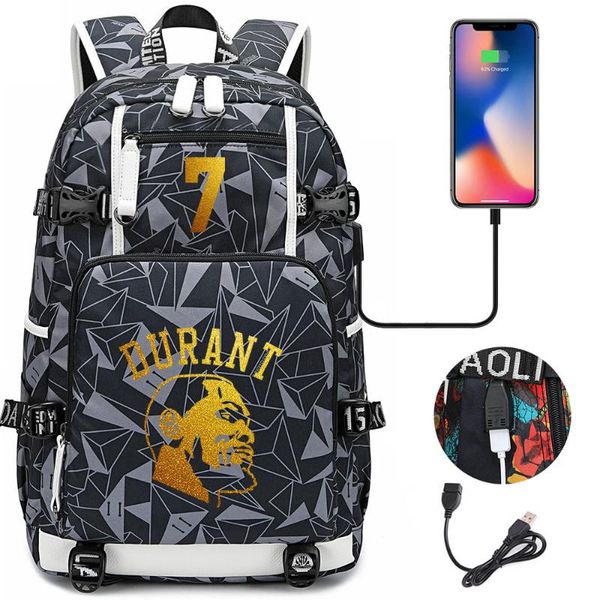 

basketball player star durant multifunction backpack travel student fans bookbag for men women school bags