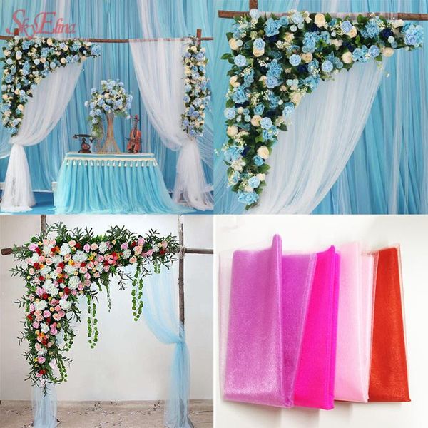 

48cm*10m sheer crystal organza tulle roll fabric birthday party decoration event supplies outdoor wedding 6z decorative flowers & wreaths