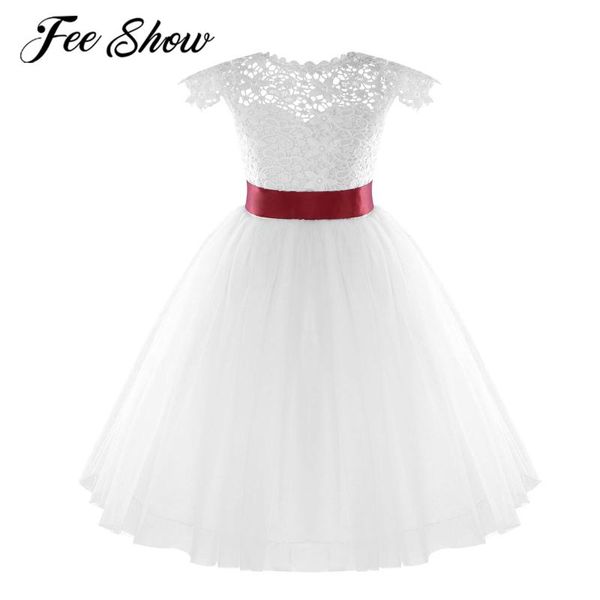 

girls dress lace kids flower girl dresses princess vestidos de festa wedding girl's clothes summer children clothing, Red;yellow