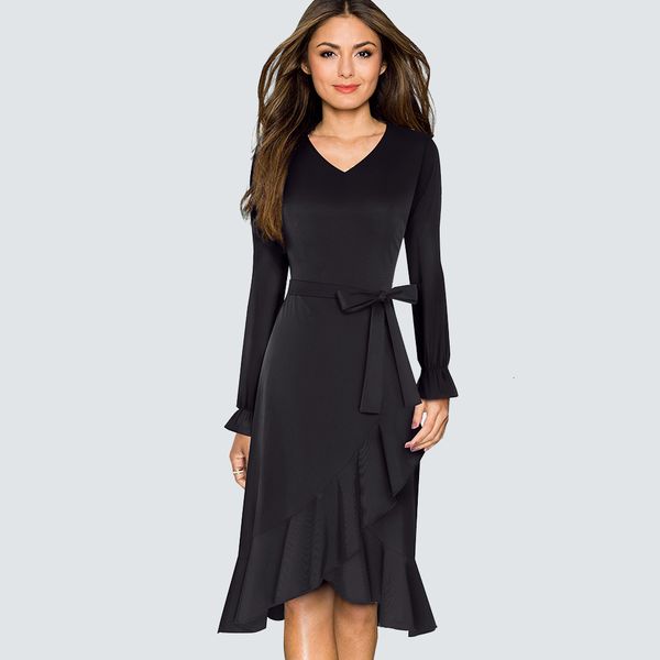 

dresses vintage ruffle flare casual party bow a line v neck brief one piece swing ha184, Black;gray