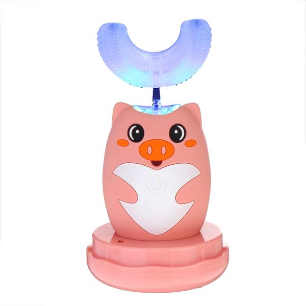 Spazzolino elettrico automatico sonico a 360° 3 modalità con luce UV per bambini dai 2 ai 13 anni - Gatto rosa 2-6 anni