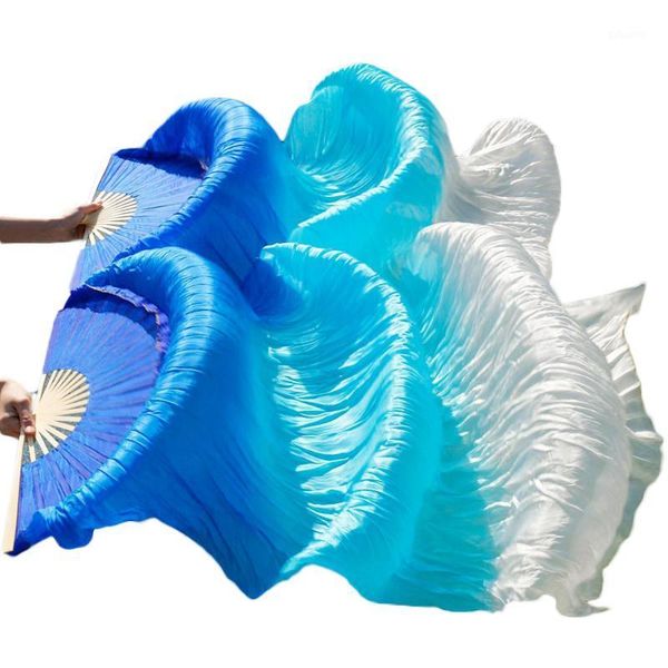 

stage wear 2021 est belly dance silk fans handmade 1 left hand+1 right hand royal blue + turquoise white, Black;red