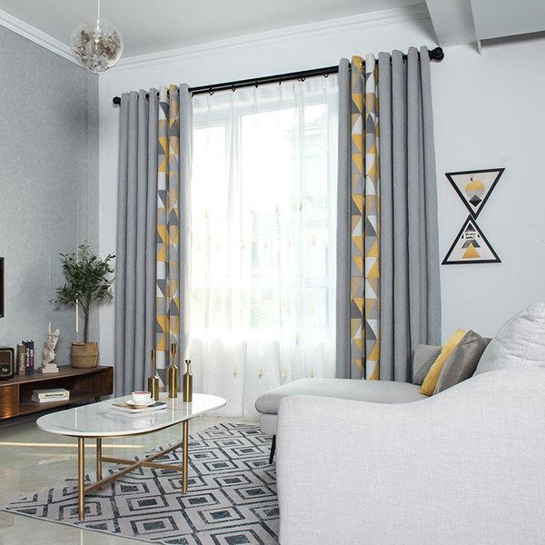 

northern european-style mosaic curtain customized simple modern cashmere window shade cloth & drapes