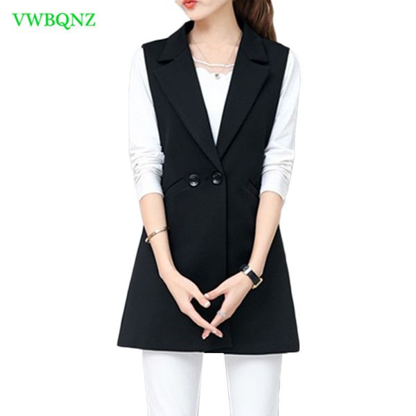 

spring autumn wild female vest women korean long slim thin sleeveless suit vests womens shoulder plus size jacket coat 3xl a658, Black;white