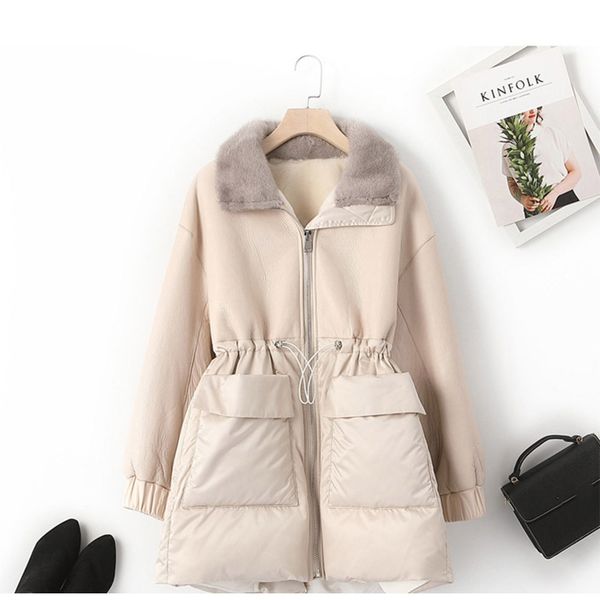 

winter fur fashion thick warm coat ladies clothes outerwear, Black