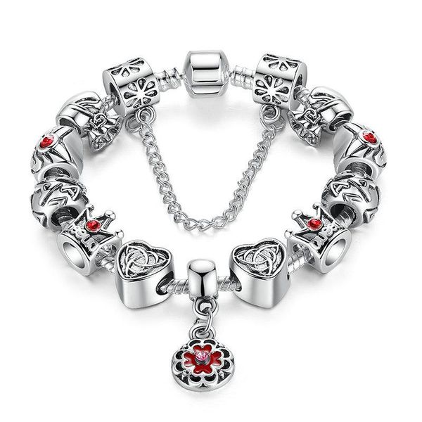 

beaded, strands diy big hole beaded glass crown love alloy bracelet woman environmental jewelry valentine's day gift on february 14, Black