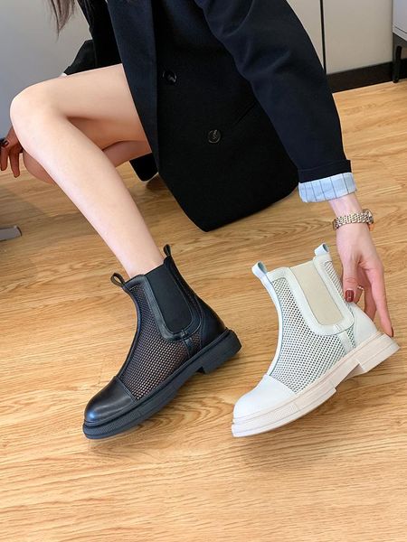 

boots handsome short women spring 2021 fashion breathable casual, Black