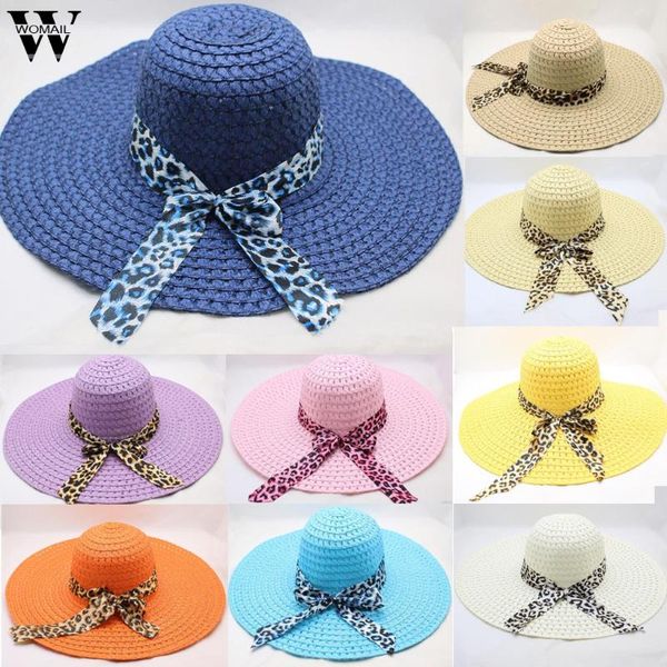 

Womail Women Hat Summer PLeopard Print Big Brim Straw Sun Floppy Wide Hats Beach Cap 2021 Dropship F25, Blue;gray