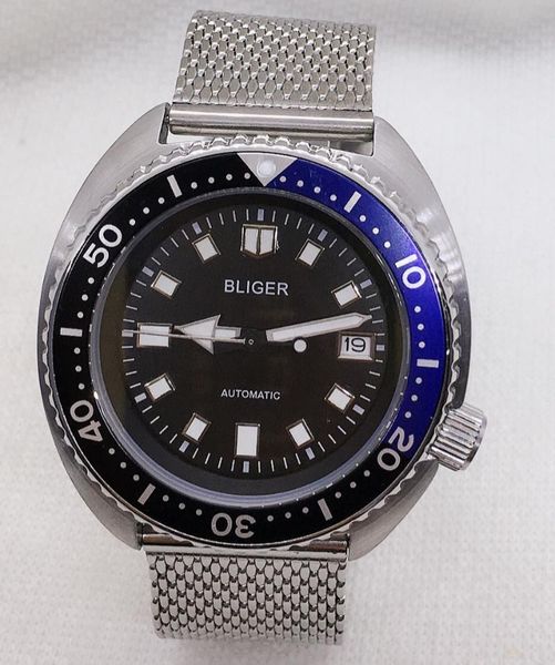 

wristwatches 904l stainless steel bracelet sapphire glass rotating black blue bezel red dial casual swimming men's automatic watch, Slivery;brown