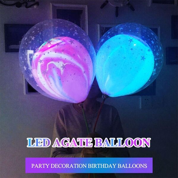

10pcs led double layer stars agate balloon wedding ballon happy birthday baby shower decoration kids party supplie