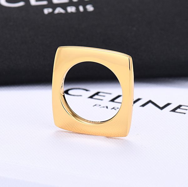 

ring family c rectangular gold style, high-level design, personalized and versatile, Silver