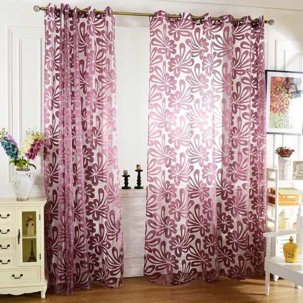

curtain & drapes flower pattern tulle curtains jacquard gauze simple style bedroom living room ornament window screen home decoration