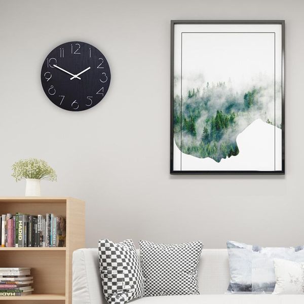 

wall clocks nordic wooden clock modern design home decor creative watches wood living room decoration zegar scienny gift