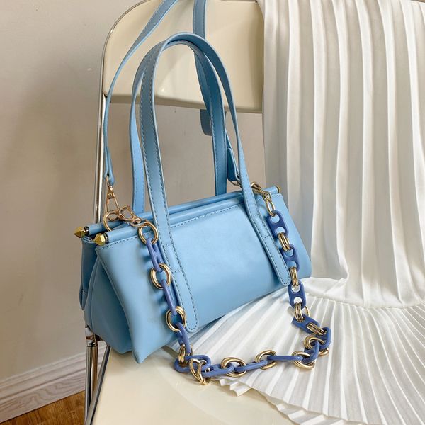 

factory outlet design french solid color bag women's 2021 new foreign style simple handbag fashion chain single shoulder messenger bag