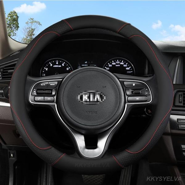 

steering wheel covers microfiber leather sport car cover for kia rio 2 3 4 k2 k4 k5 s kx1 kx3 kx5 kx7 soul auto accessories