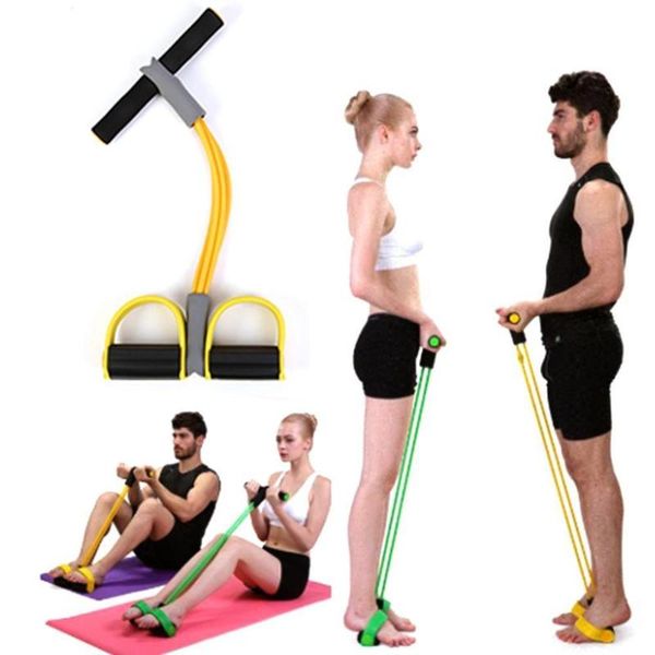 

multifunction foot pedal bodybuilding expander elastic arm stretching pull rope sit-up pulling strap 4 resistance bands workout