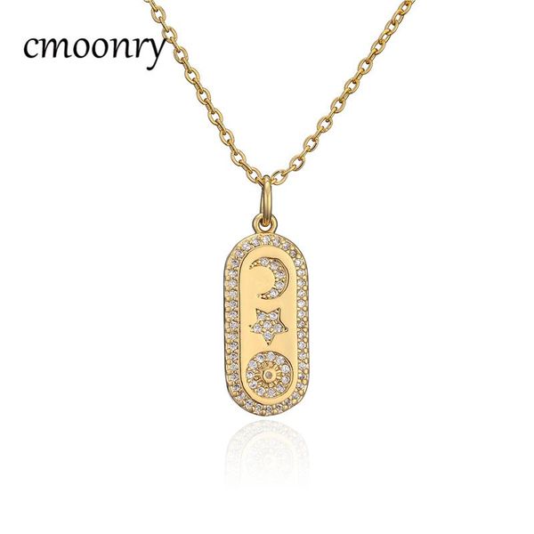 

pendant necklaces cmoonry fashion gold color long square cz star moon evil eye necklace female party jewelry gift, Silver