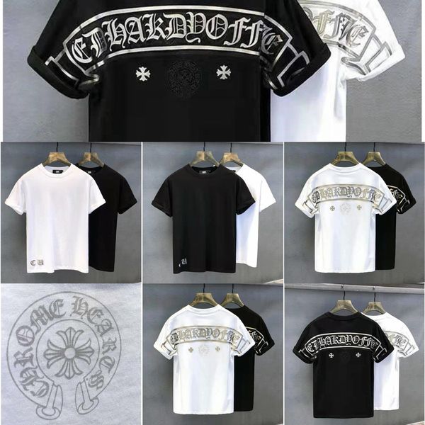 

factory brand hearts/chrome croosin sanskrit print inschao brand short half sleeve 2021 new summer loose t-shirt men's clothes caap, White;black