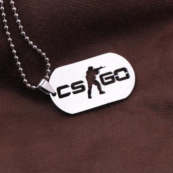 

pendant necklaces game theme jewelry stainless steel dog necklace cs go bead chain collier for women men, Silver