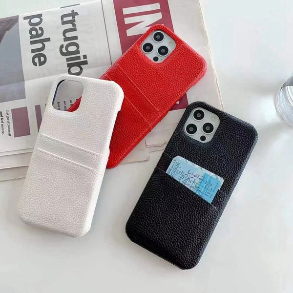 

for iphone 12 case pu leather lychee pattern dual card slots cowhide phone case for iphone 11 pro back cover fundas