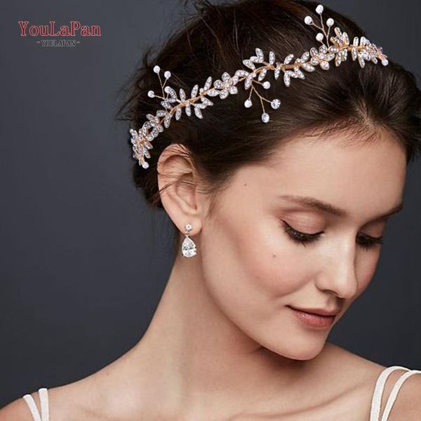 

hair clips & barrettes youlapan hp89 golden alloy flower wedding headband tiaras bridal ornaments pearl crown bridesmaid headdress, Golden;silver