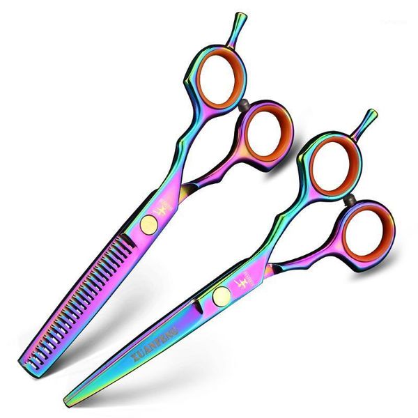 

5.5 inch family child hairdressing scissors professional hair black barber cutting and thinning1