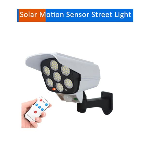 

solar lamps remote motion sensor fake monitoring 84 led powered outdoor wall light waterproof lighting garden decoration lamp