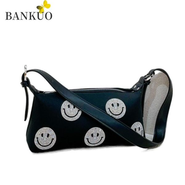 

diamonds womens bag pu leather smileybags solid smile shoulder bags casual zipper underarm baguette boston x433