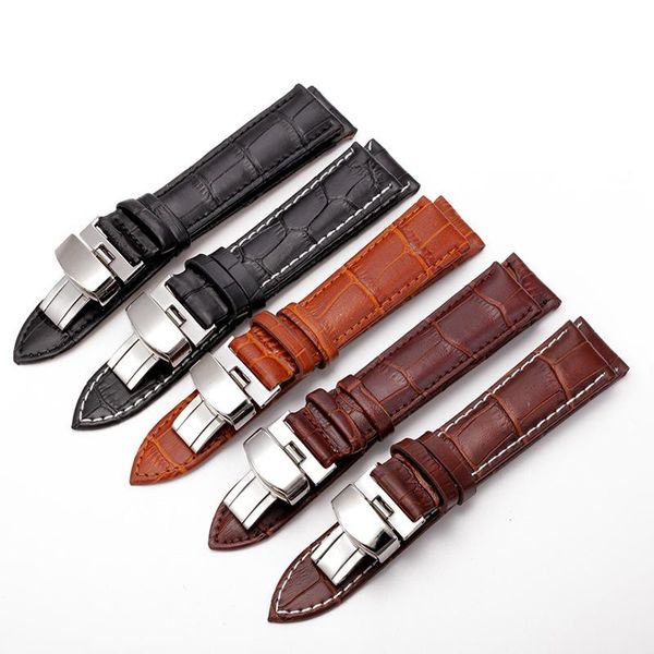 

watch bands genuine leather band galaxy active 42mm 46mm strap for samsung s3 18mm 20m 24mm 22mm watchband bracelet, Black;brown