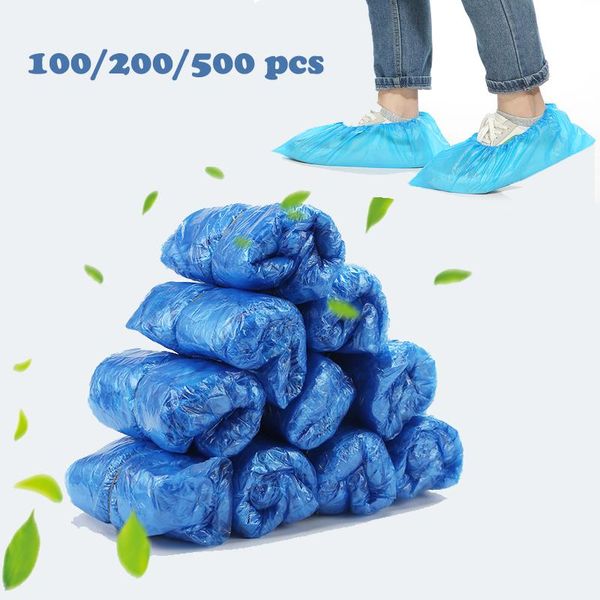 

thicken plastic disposable shoe cover non-slip waterproof wear-resistant home office automatic dedicated t-buckle covers