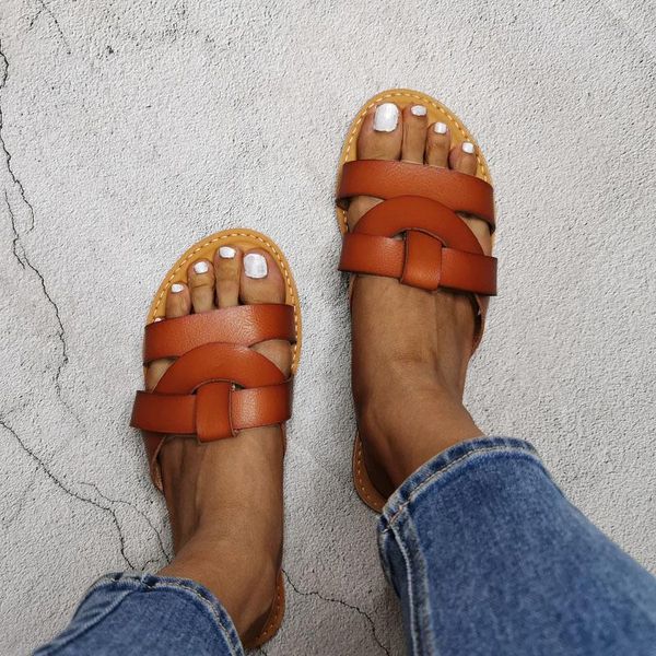 

sandals soft pu leather women slides fashion geometirc outside summers beach shoes female shallow ladies slippers, Black