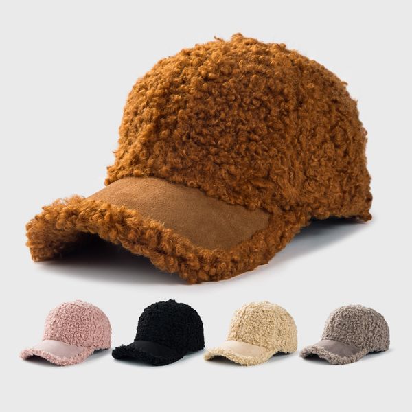 Yeni Beyzbol Kapağı Kadın Kış Yün Moda Peluş Şapk Sıcak Düz Kapak Tide
