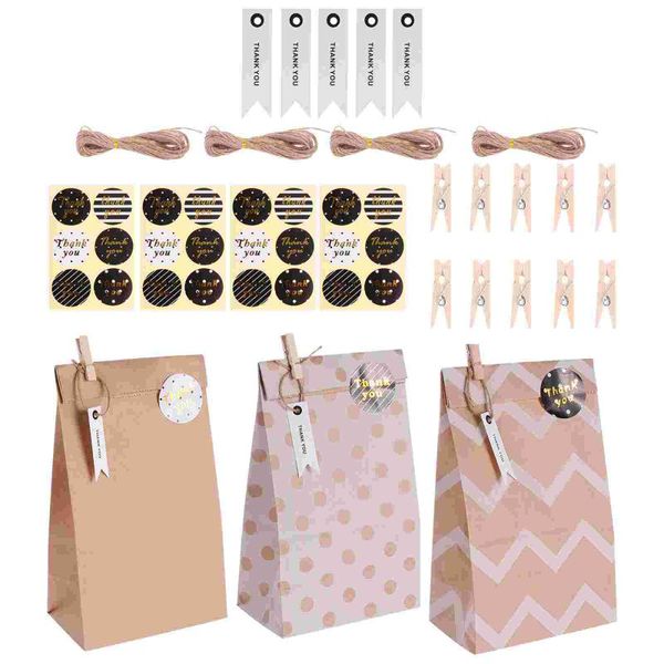 

gift wrap 1 set candy snack kraft paper storage bags baking package
