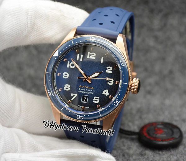 

2021 a21j automatic mens watch 44mm rose gold blue bezel dial white number markers black rubber strap limited edition watches 7 styles puret, Slivery;brown
