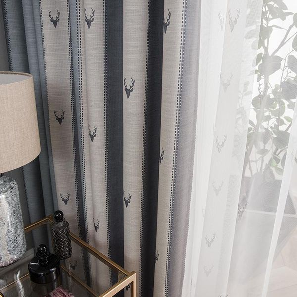 

curtain & drapes deer printed curtains for living room cotton linen children bedroom window treatments home dector blinds