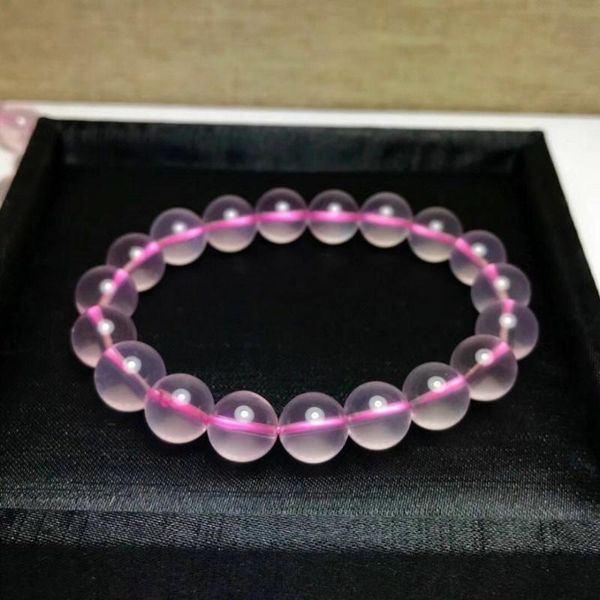 

link, chain natural rose quartz pink clear round beads bracelet star light mozambique stretch crystal gift 10mm 9mm 8mm 7mm woman men, Black