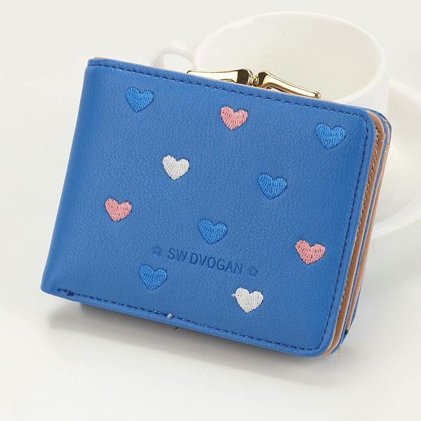 

wallets women small wallet love two fold cute short portable ladies embroidery heart pattern for female and purses 2021, Red;black