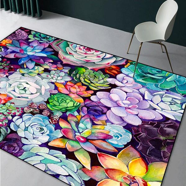 

carpets hand painted colorful succulent plants carpet nordic style bedside rug room decor non slip mat bathroom doormat hallway