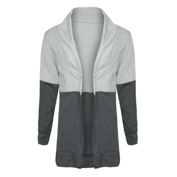 

women's sweaters stand collar blouse long sleeve stitching color cardigan casual coat open front, White;black