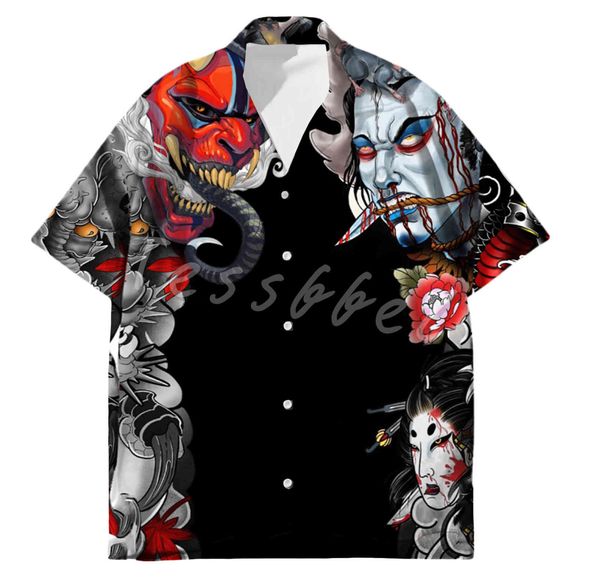 

tsvel hawaiian t-shirt, 3d printed men's, casual large street cloth, harajuku, summer, fashion, samurai, japan, beach, s3, White;black