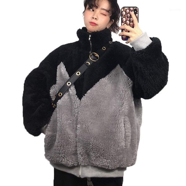 

women's jackets elegant faux fur coat women 2021 autumn winter warm soft zipper jacket female plush overcoat casual spliced outerwear1, Black;brown