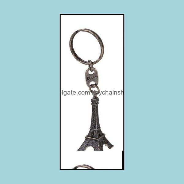 

key rings jewelry retro eiffel tower keychain stamped paris france fashion creative gift gold sliver bronze ring wholesales drop delivery 20, Slivery;golden